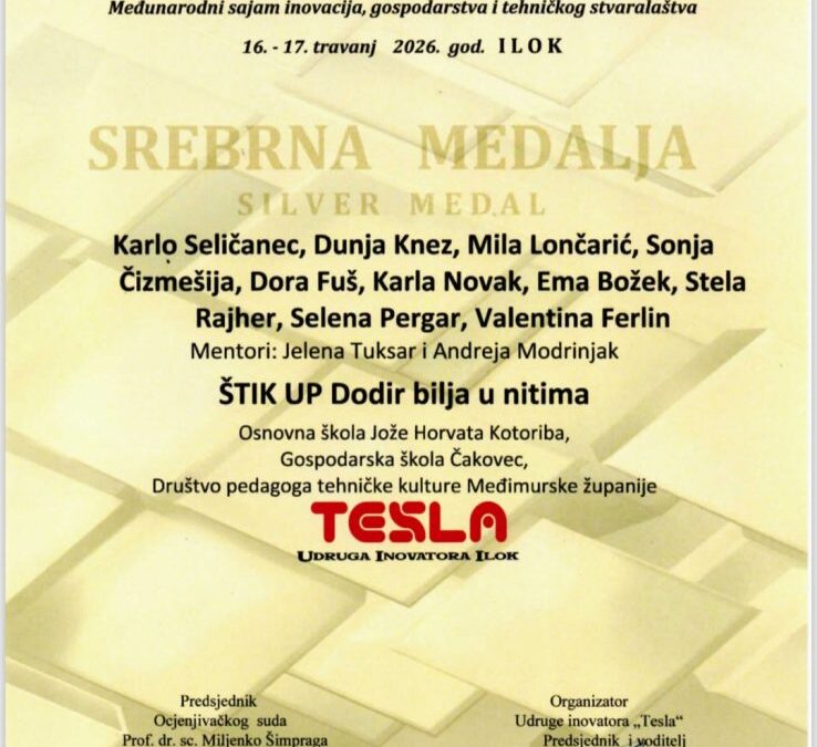 Srebrna medalja za ŠtikUp – kreativnost koja povezuje generacije