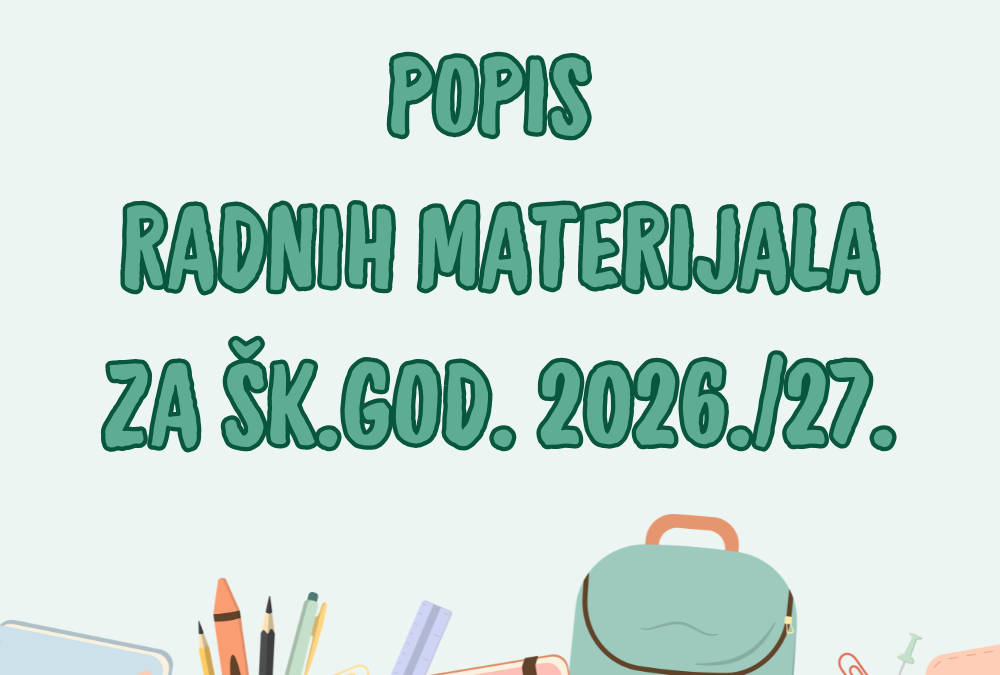 Popis radnih materijala za šk. god. 2026./27.