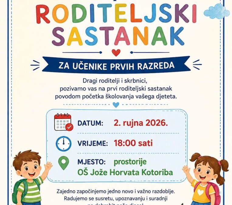 POZIV NA PRVI RODITELJSKI SASTANAK